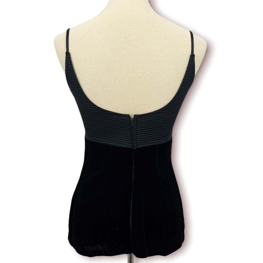 VINTAGE Valentino Boutique Black Velvet Quilted Detail Cami Top Size 10 - Picture 5 of 10